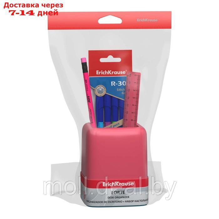 Набор настольный ErichKrause Forte Bubble Gum, 6 предметов, розовый с голубой вставкой, ароматизированный - фото 2 - id-p207940006