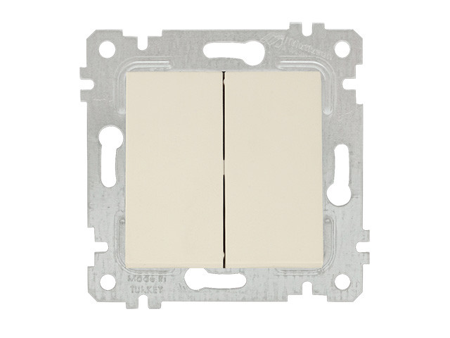 Выключатель 2-клав. (скрытый, без рамки, винт. зажим) кремовый, RITA, MUTLUSAN (10 A, 250 V, IP 20) - фото 1 - id-p207570865