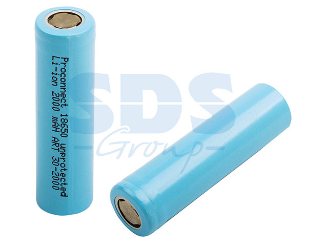 Аккумулятор Proconnect 18650 unprotected Li-ion 2000 mAH индивидуальная упаковка 1шт (индивидуальная упаковка - фото 1 - id-p207977339