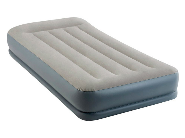Надувная кровать с подголовником Twin (Твин), 99х191х30 см, встроенный электрич. насос, INTEX - фото 1 - id-p207565698