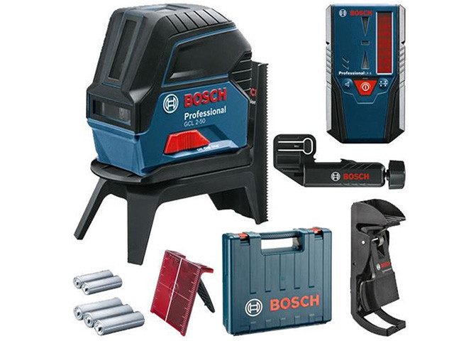 Нивелир лазерный BOSCH GCL 2-50 с держателем и приемником в чем. (проекция: крест, до 50 м, +/- 0.30 мм/м, - фото 1 - id-p207977307