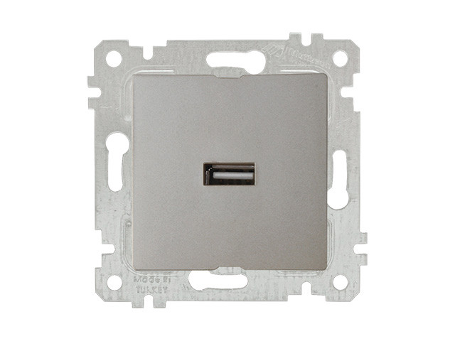 Розетка 1-ая USB (скрытая, без рамки) титан, RITA, MUTLUSAN (USB-зарядка, 5V-2.1A) - фото 1 - id-p207571057