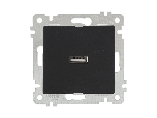 Розетка 1-ая USB (скрытая, без рамки) черная, RITA, MUTLUSAN (USB-зарядка, 5V-2.1A) - фото 1 - id-p207571058