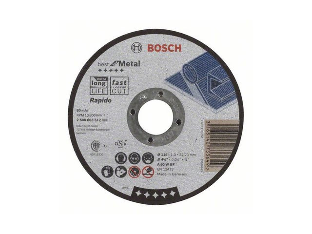 Круг отрезной 115х1.0x22.2 мм для металла Best BOSCH ( прямой) - фото 1 - id-p207561354