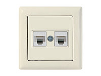 Розетка компьютерная 2xRJ45 (Cat6, скрытая) кремовая, DARIA, MUTLUSAN ((2xRJ 45) 8-pin, соединения типа 568A