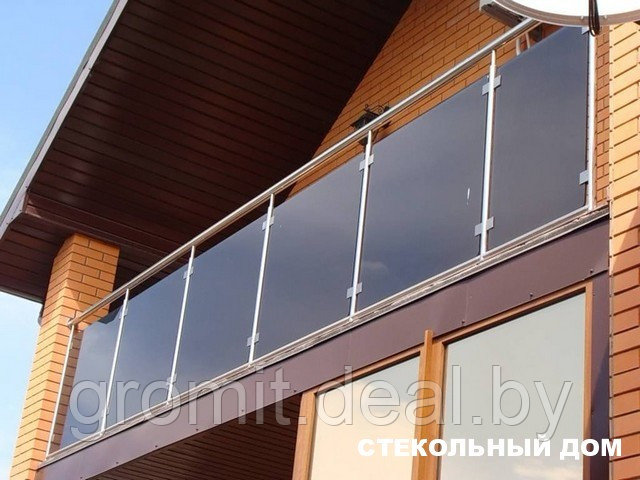 Ограждение балкона стеклянное БО-3С - фото 1 - id-p207976816