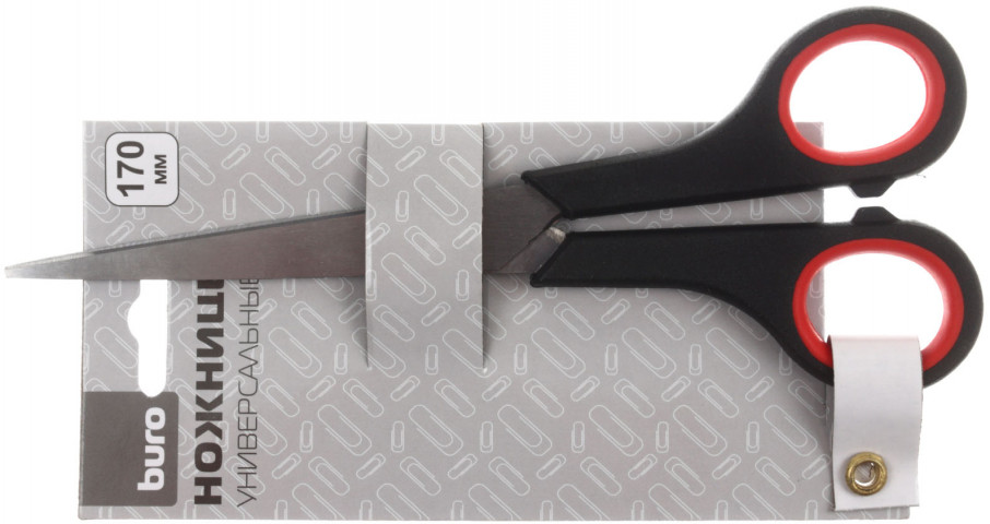 Ножницы канцелярские Buro Smart 170 мм, ручки черные с красным - фото 1 - id-p207982014