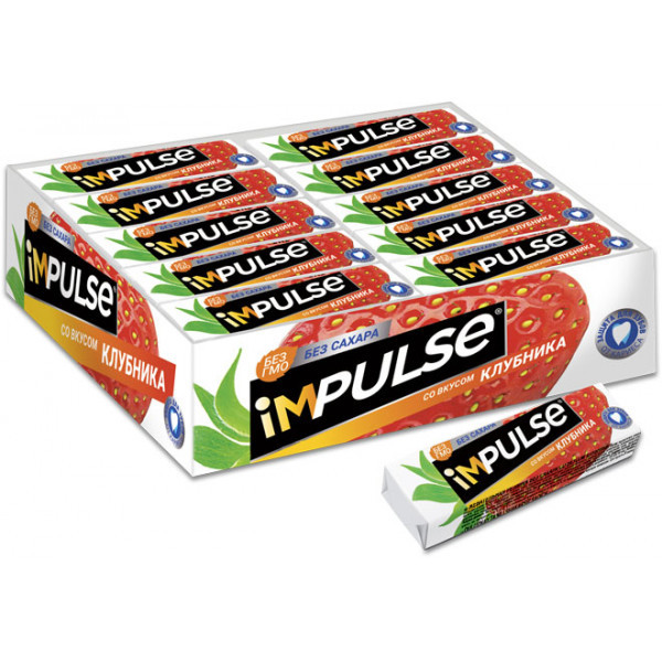 Жевательная резинка Impulse со вкусом клубники 14г - фото 1 - id-p207985252