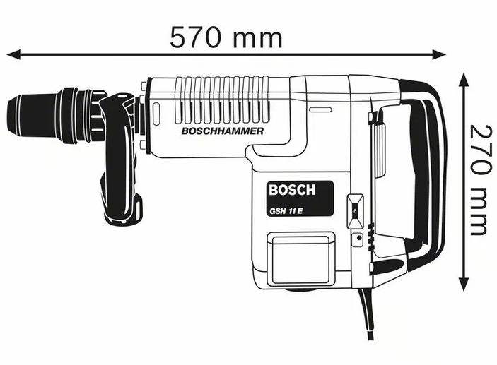 BOSCH GSH 11 E Отбойный молоток SDS-MAX в чемодане SDS-max 1500 Вт, 6-25 Дж, 900-1890 уд/мин, 10.1 кг - фото 2 - id-p207992412