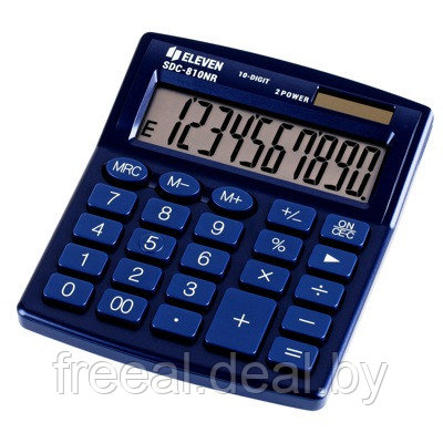 Калькулятор настольный Eleven SDC-810NR-NV, 10 разрядов, двойное питание, 127*105*21мм, темно-синий - фото 1 - id-p208006957