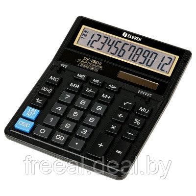 Калькулятор настольный Eleven SDC-888TII, 12 разрядов, двойное питание, 158*203*31мм, черный - фото 1 - id-p208006961