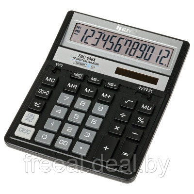 Калькулятор настольный Eleven SDC-888X-BK, 12 разрядов, двойное питание, 158*203*31мм, черный - фото 1 - id-p208006962