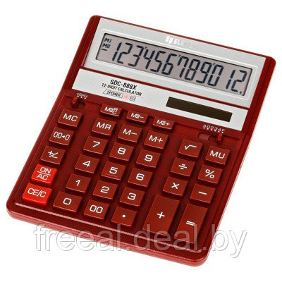 Калькулятор настольный Eleven SDC-888X-RD, 12 разрядов, двойное питание, 158*203*31мм, красный - фото 1 - id-p208006964