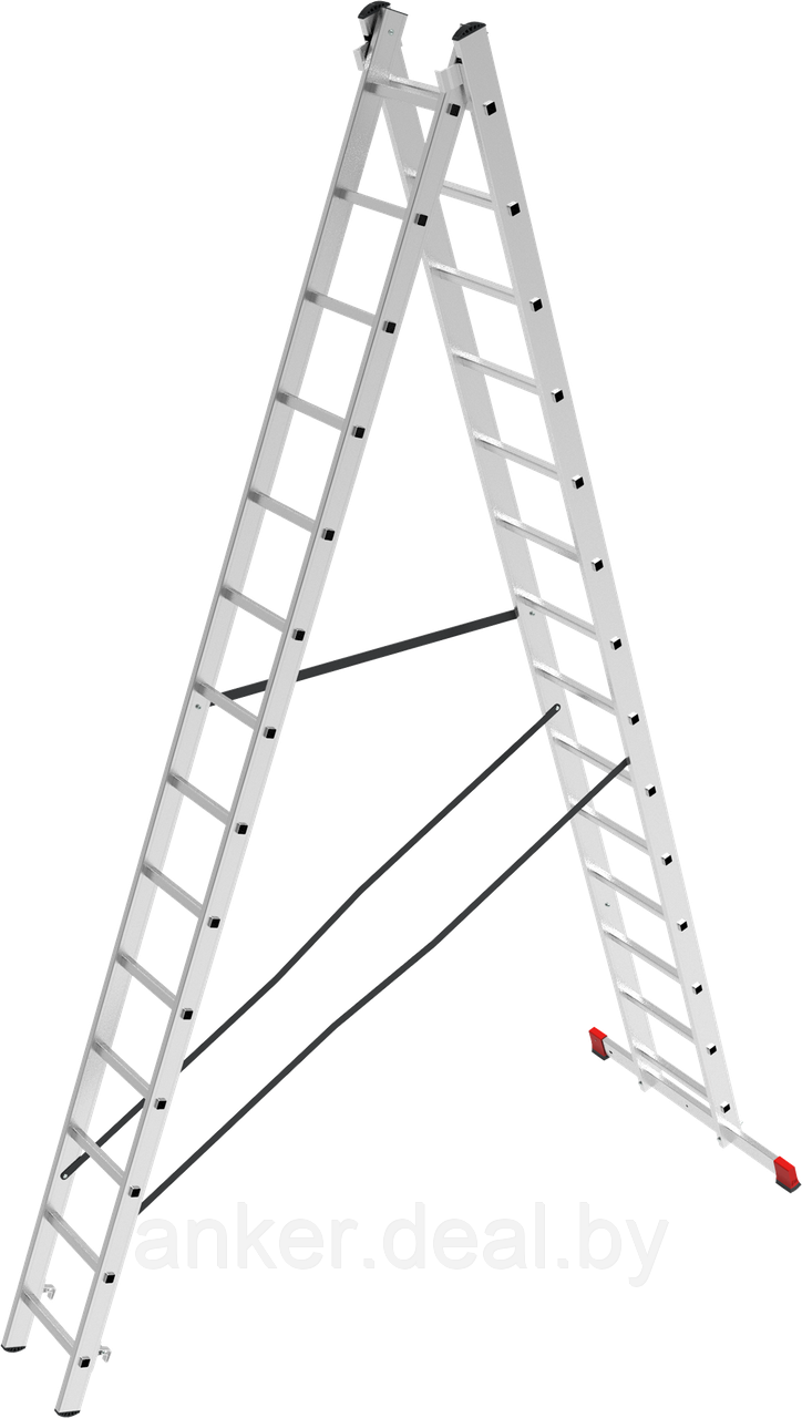 Лестница алюминиевая двухсекционная 2x14 ступеней NV2220 Новая высота 2220214 - фото 1 - id-p208011352