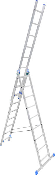 Лестница алюминиевая трехсекционная 3x9 ступеней LadderBel LS309 - фото 1 - id-p208011556
