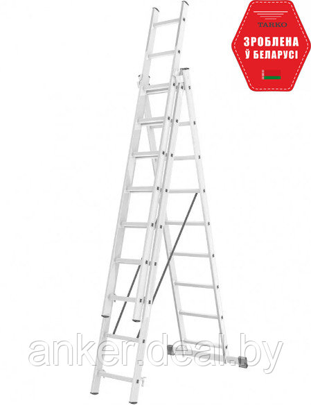 Лестница трехсекционная алюминиевая 3x9 ступеней TARKO 01309 - фото 1 - id-p208011724