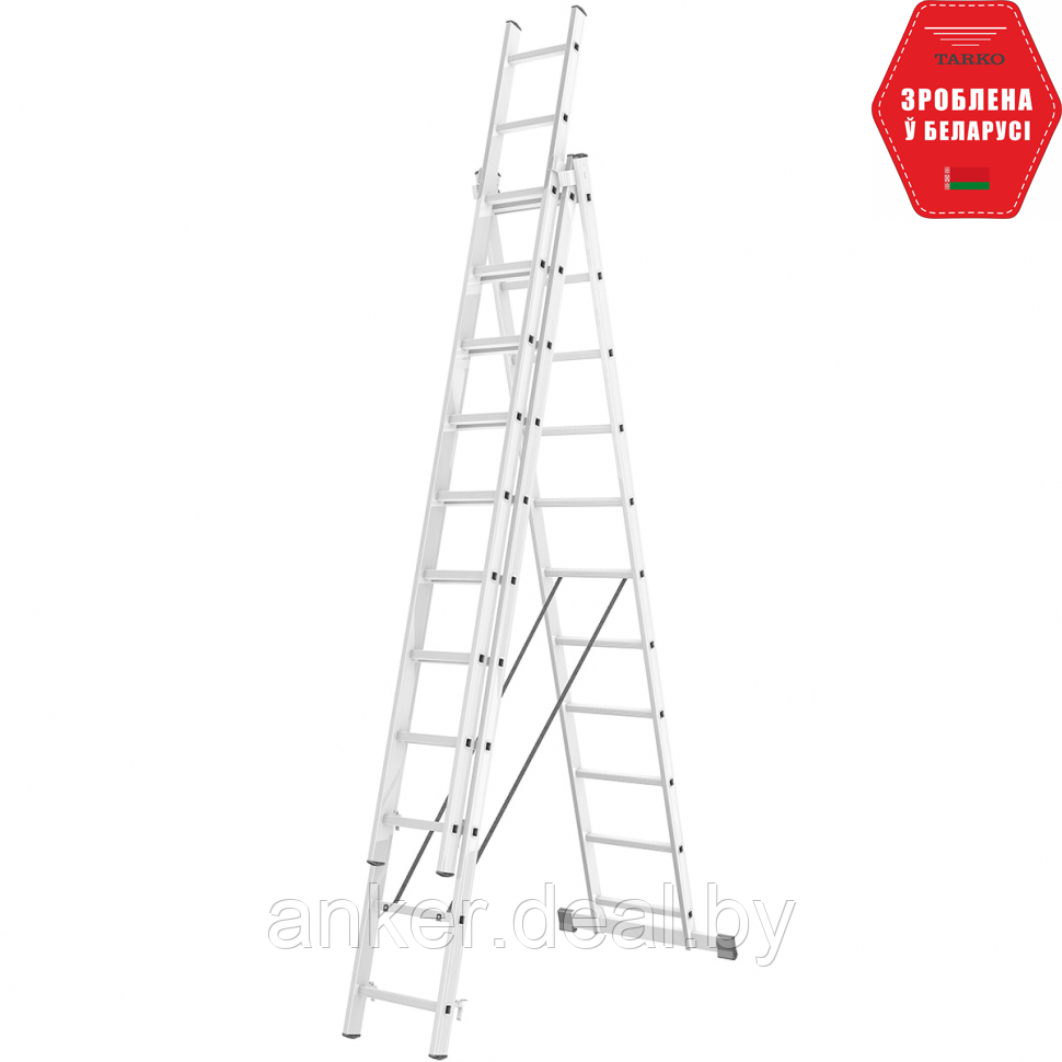 Лестница трехсекционная алюминиевая 3x11 ступеней TARKO 01311 - фото 1 - id-p208011726