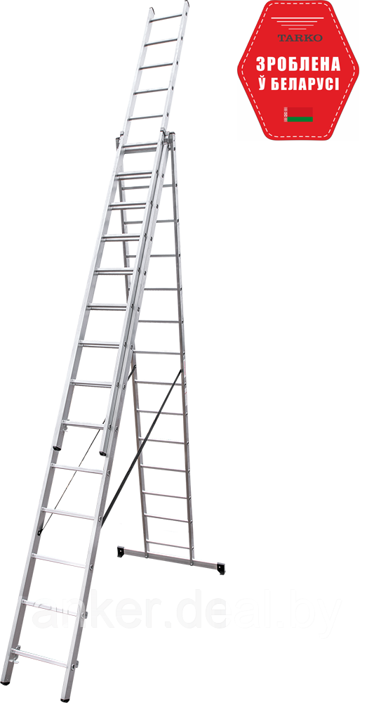 Лестница трехсекционная алюминиевая профессиональная 3x14 ступеней TARKO PROF 02314 - фото 1 - id-p208011761