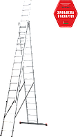 Лестница трехсекционная алюминиевая профессиональная 3x16 ступеней TARKO PROF 02316