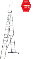 Лестница трехсекционная алюминиевая профессиональная 3x17 ступеней TARKO PROF 02317