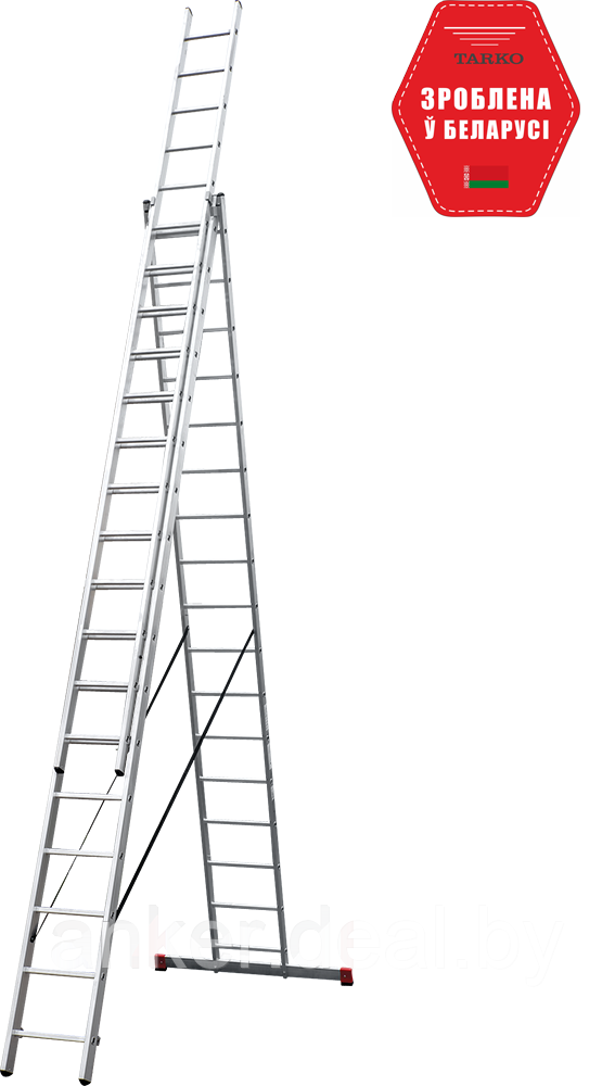 Лестница трехсекционная алюминиевая профессиональная 3x17 ступеней TARKO PROF 02317 - фото 1 - id-p208011764