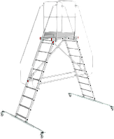 Лестница-подмости 2x10 передвижная двухсторонняя с платформой NV 5520 Новая Высота 5520210