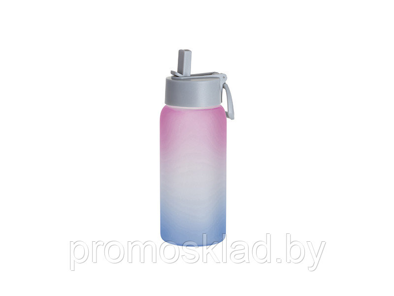 Бутылка стеклянная 750 мл матовое стекло, ГРАДИЕНТ розовый-голубой для сублимации