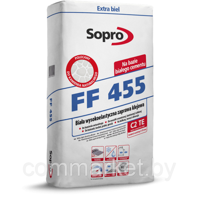 Эластичный белый клеевой раствор Sopro F 455