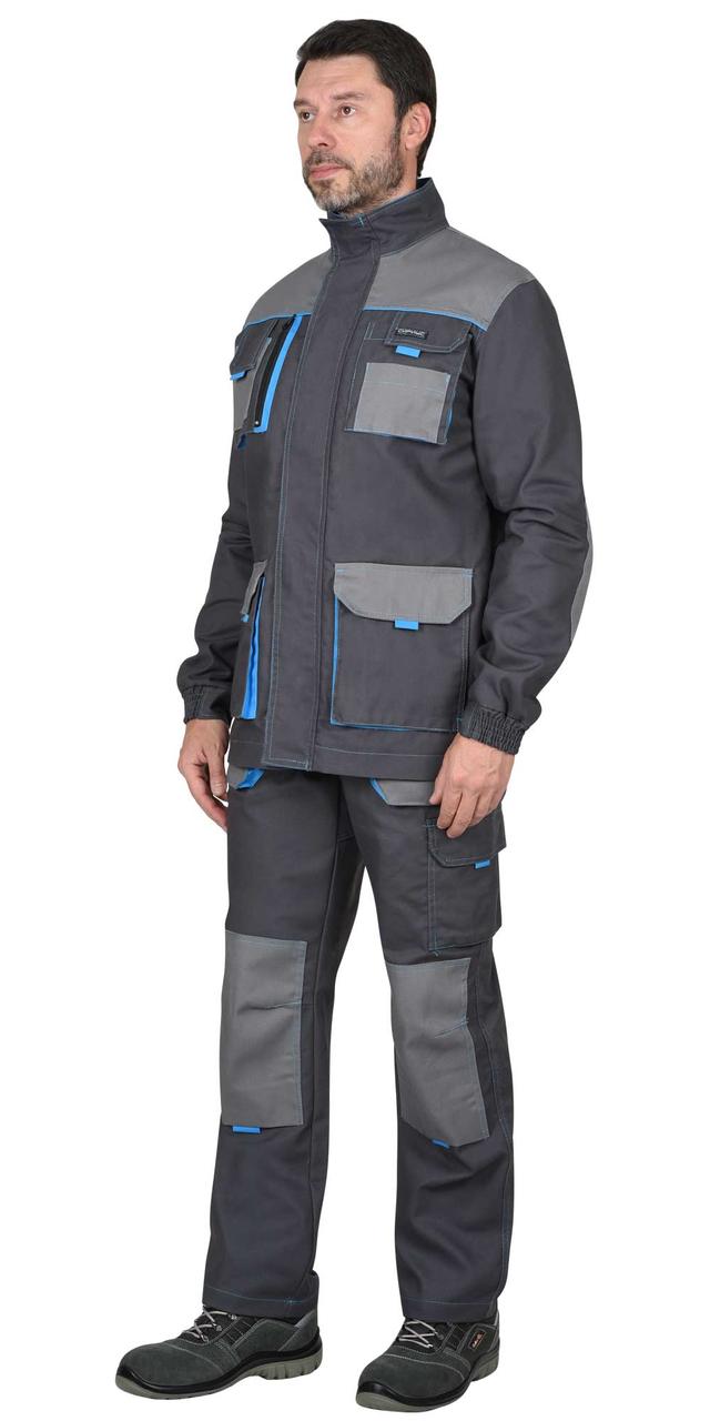 Куртка СИРИУС-ДВИН т.серый со ср.серым и голубой отделкой пл. 275 г/кв.м - фото 1 - id-p208038262