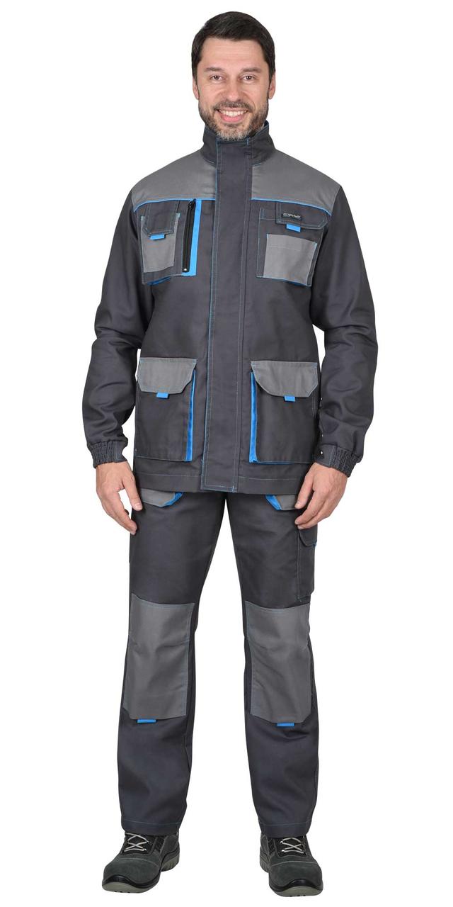 Куртка СИРИУС-ДВИН т.серый со ср.серым и голубой отделкой пл. 275 г/кв.м - фото 2 - id-p208038262