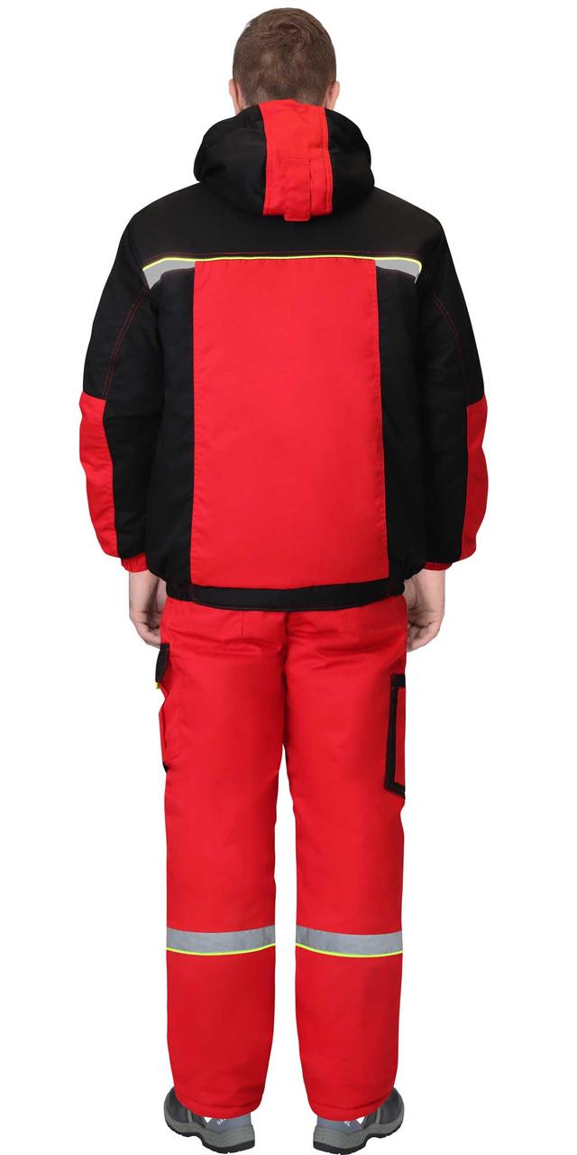 Костюм СИРИУС-СТАН куртка, п/к, красный с черным и лимонной отделкой - фото 2 - id-p208038332