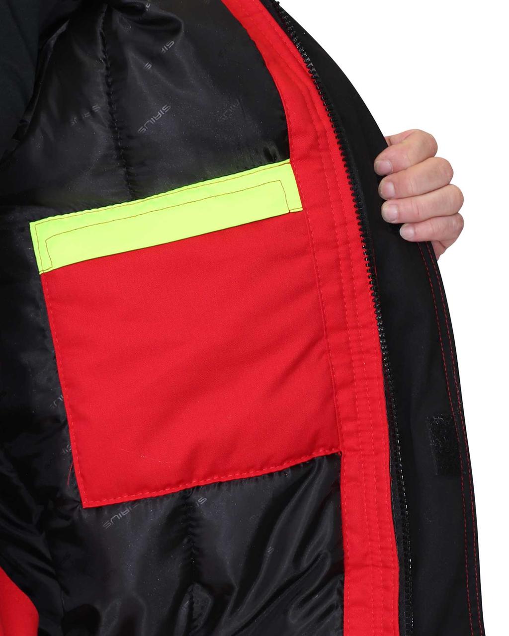 Костюм СИРИУС-СТАН куртка, п/к, красный с черным и лимонной отделкой - фото 6 - id-p208038332