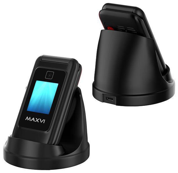 Телефон раскладушка кнопочный раскладной для пожилых людей MAXVI E8 черный - фото 1 - id-p207650178