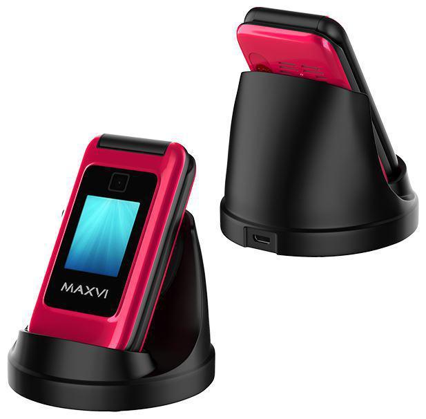 Телефон раскладушка кнопочный раскладной для пожилых людей MAXVI E8 розовый - фото 1 - id-p207650179