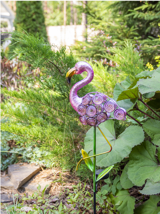 Фонарь садовый "Фламинго" светодиодный на солнечной батарее, металл - фото 1 - id-p178983195