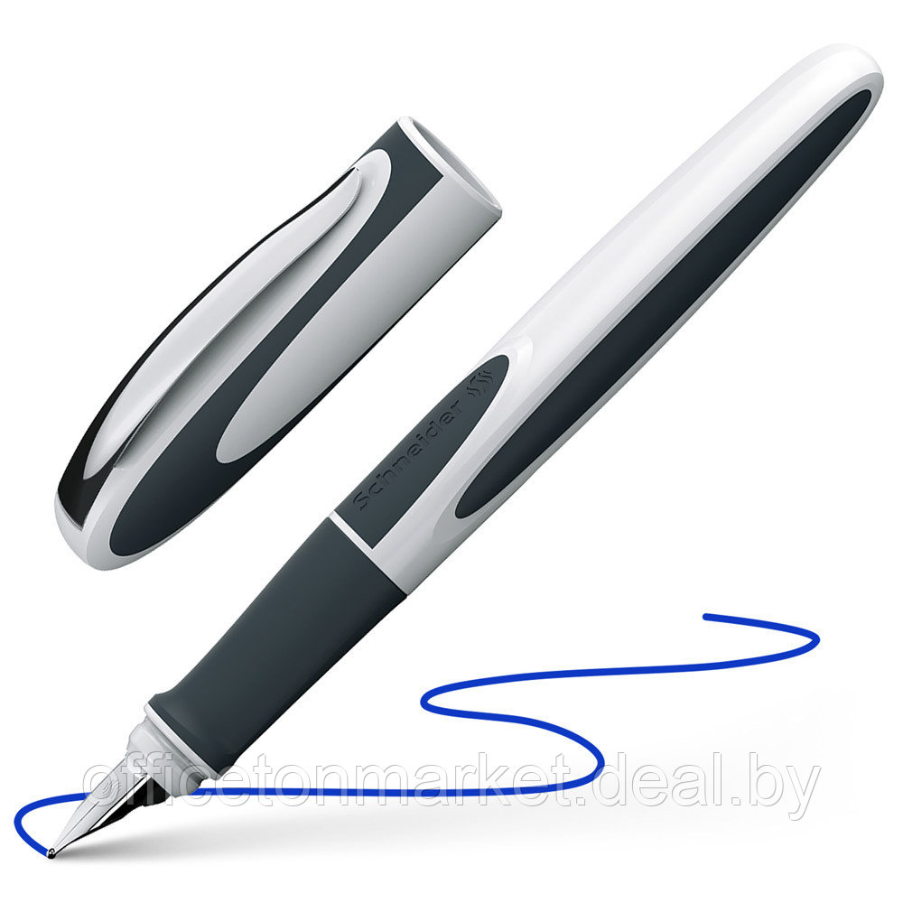 Ручка перьевая "Schneider Ray", M, белый, серый, патрон синий - фото 3 - id-p208049972