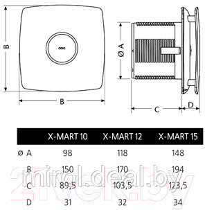 Вентилятор накладной Cata X-MART 12 Inox - фото 2 - id-p208071971