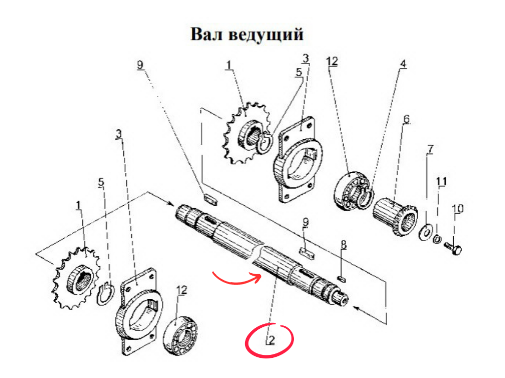 Вал ведущий РСК-12.07.02.601 к кормораздатчику РСК-12 "БелМикс" - фото 2 - id-p74110829