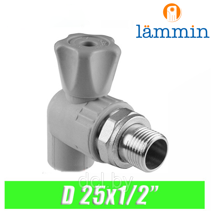 Кран шаровый для радиатора угловой d25x1/2” Lammin