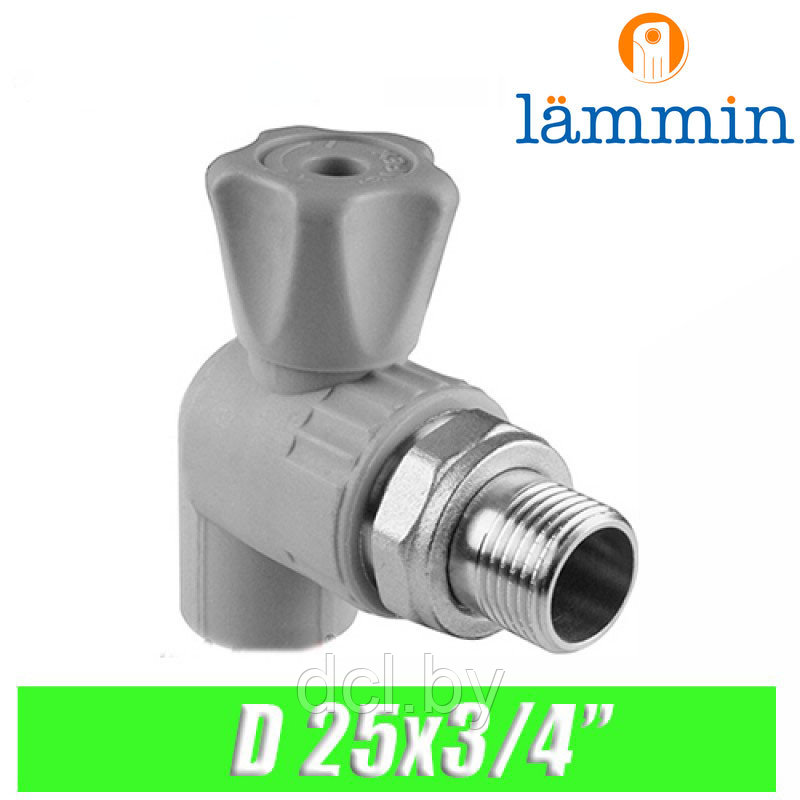 Кран шаровый для радиатора угловой d25x3/4” Lammin