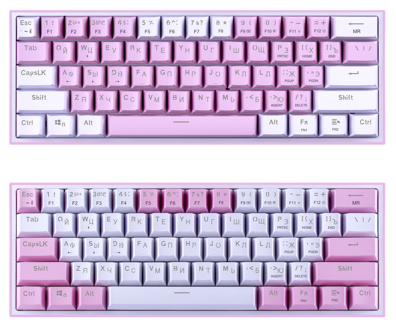 Проводная механическая клавиатура Redragon Fizz, бело-розовая, 61 клавиша, Rainbow подсветка, Outemu Brown - фото 3 - id-p208084517
