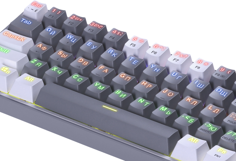 Проводная механическая клавиатура Redragon Fizz, бело-серая, 61 клавиша, Rainbow подсветка, Outemu Brown - фото 3 - id-p208084710