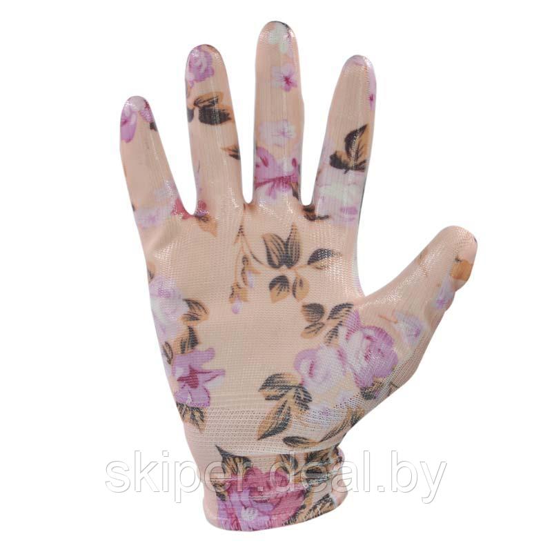 Перчатки из полиэстера с нитриловым покрытием, 13 класс "Цветочек" - фото 1 - id-p208085184