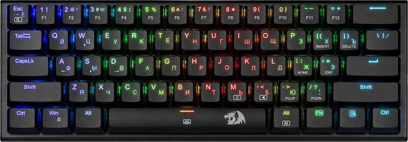 Проводная механическая клавиатура Redragon Anivia, чёрная, 61 клавиша, RGB подсветка, Outemu Red - фото 2 - id-p208085267