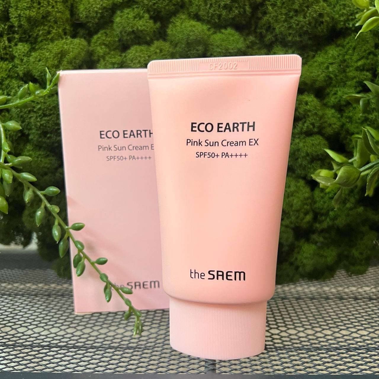 Солнцезащитный крем THE SAEM Eco Earth Pink Sun Cream SPF50+ PA++++ - 50 гр - фото 1 - id-p208085344