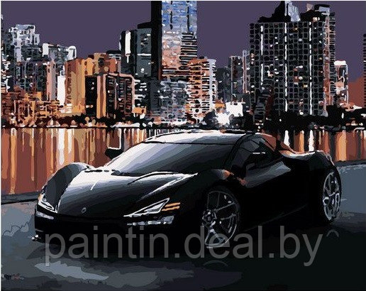 Рисование по номерам "Черный спорткар" картина - фото 1 - id-p208085360