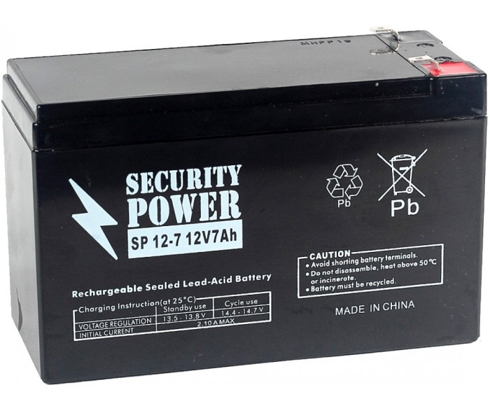 7 Ah Аккумулятор для ИБП SECURITY POWER SP 12-7 (7460) - фото 1 - id-p208085348