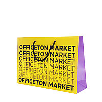 Пакет бумажный "Офистон Маркет", 50x35x15 см, желтый, фиолетовый