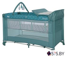 Манеж-кровать Lorelli Torino 2 Plus 2022 (зеленый арктический, цветочный)