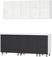 Кухонный гарнитур Модерн New (2,0м) (без столешниц) Белый / Белый глянец Бруно / Графит SV Мебель